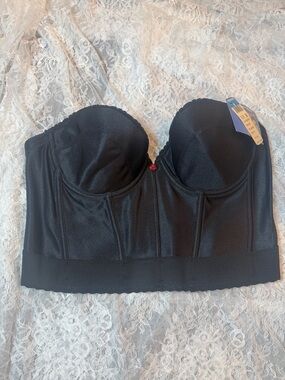 Vintage 90s Carnival Bare Back Bustier 42B Black USA Made Deadstock